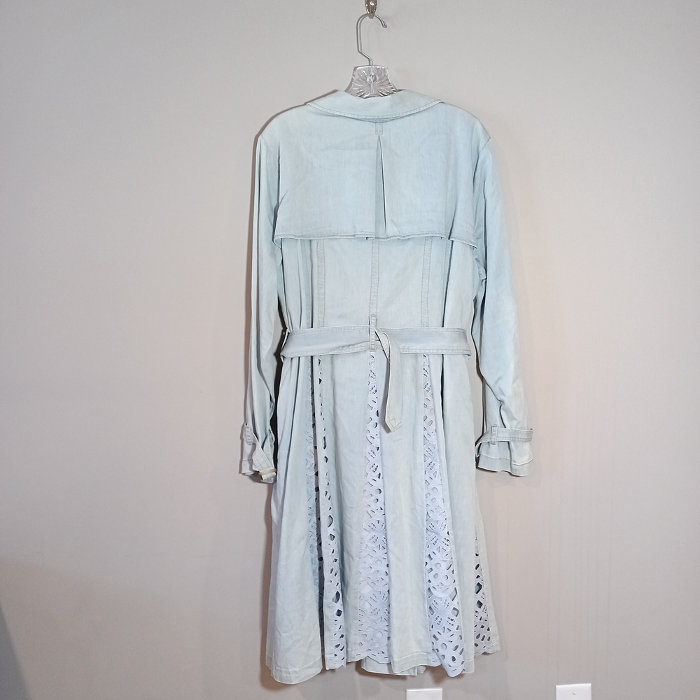 Soft Surroundings Lori chambray trench coat with lace panels Size L - Picture 3 of 8